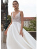 Ivory Lace Taffeta Wrapped Wedding Dress